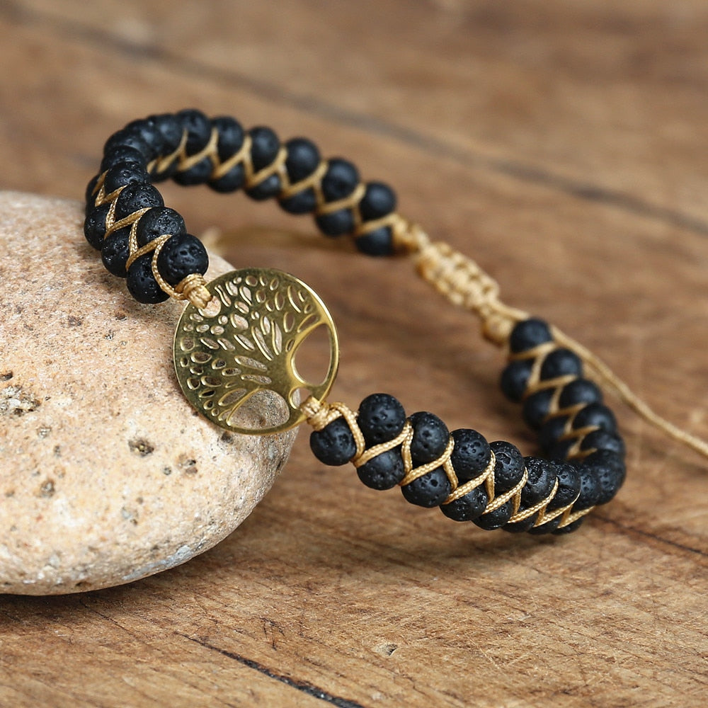 Bracelet wrap "Arbre de vie" en Pierre de lave Ma boutique