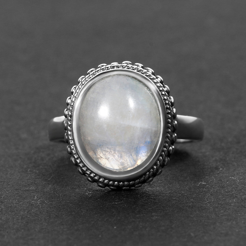 Bague en Pierre de Lune de 10x12mm Bijoux d'âmes