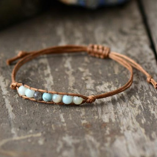 Bracelet wrap "Iaspis" en Jaspe paysage / Amazonite Ma boutique