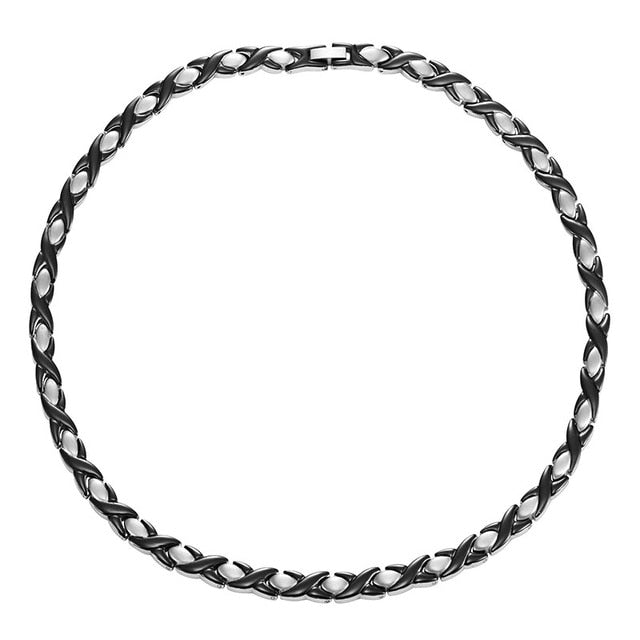 Collier 4 en 1 couleur noir et argent Ma boutique