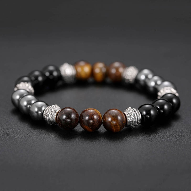 Bracelet H/F Bio-magnétique de Protection, anti douleurs et favorisant la perte de poids en Oeil de tigre et hématite Ma boutique