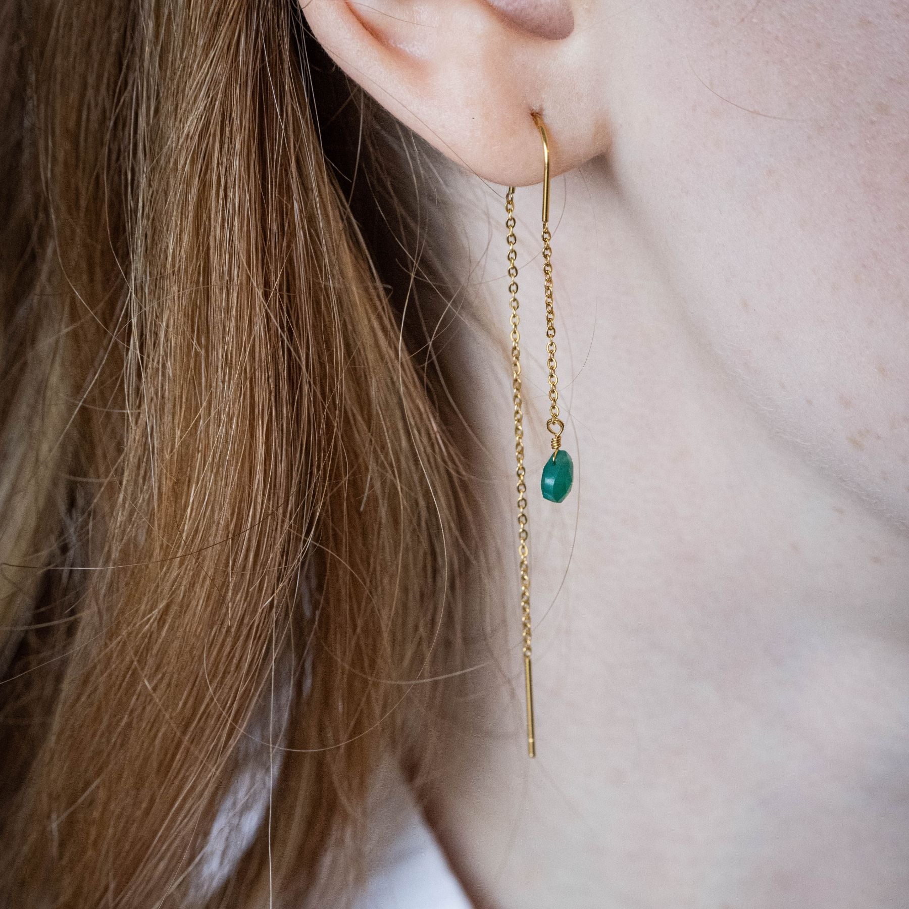 Boucles d'oreilles pendantes en Agate verte Ma boutique