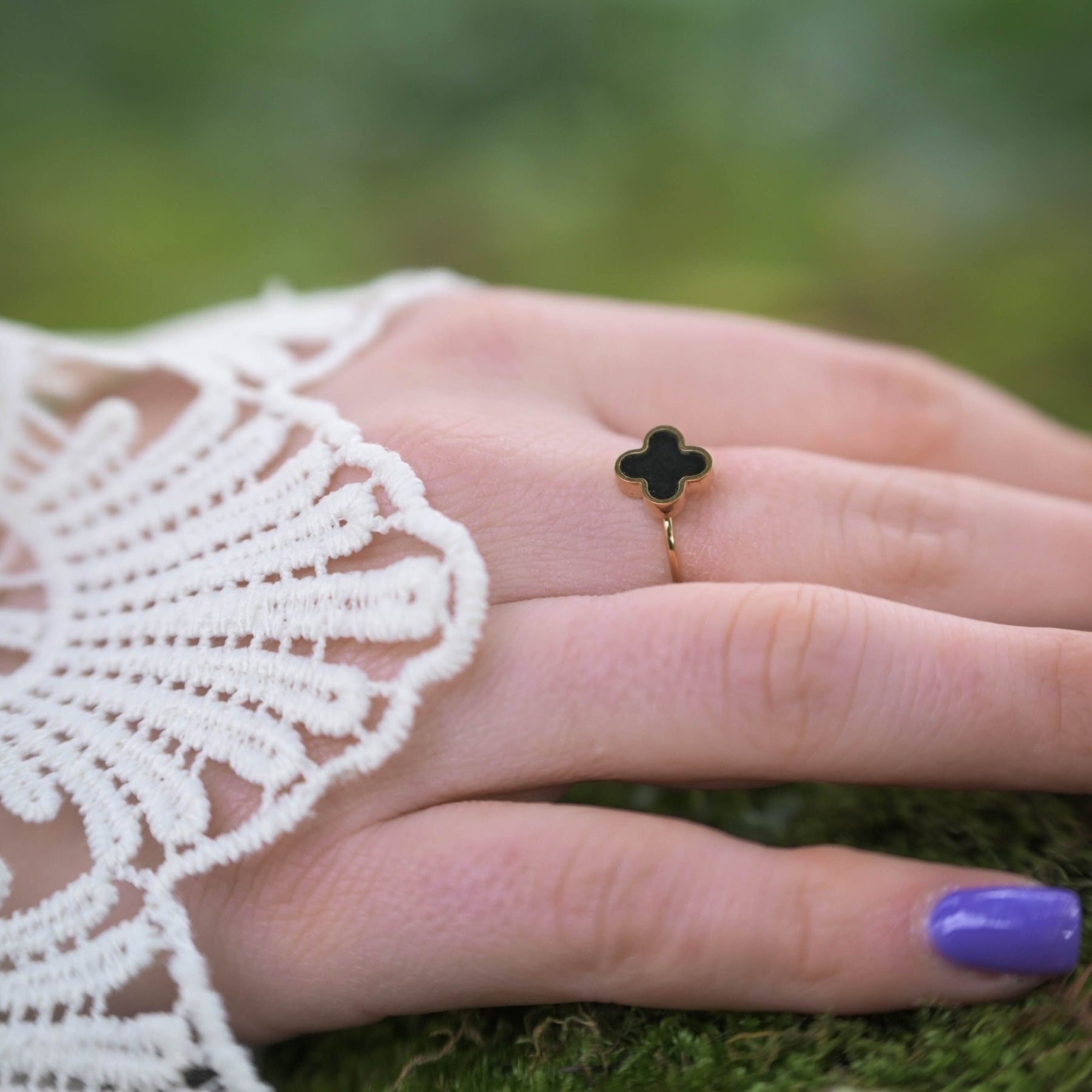 Bague "Trèfle" en Onyx noir Ma boutique