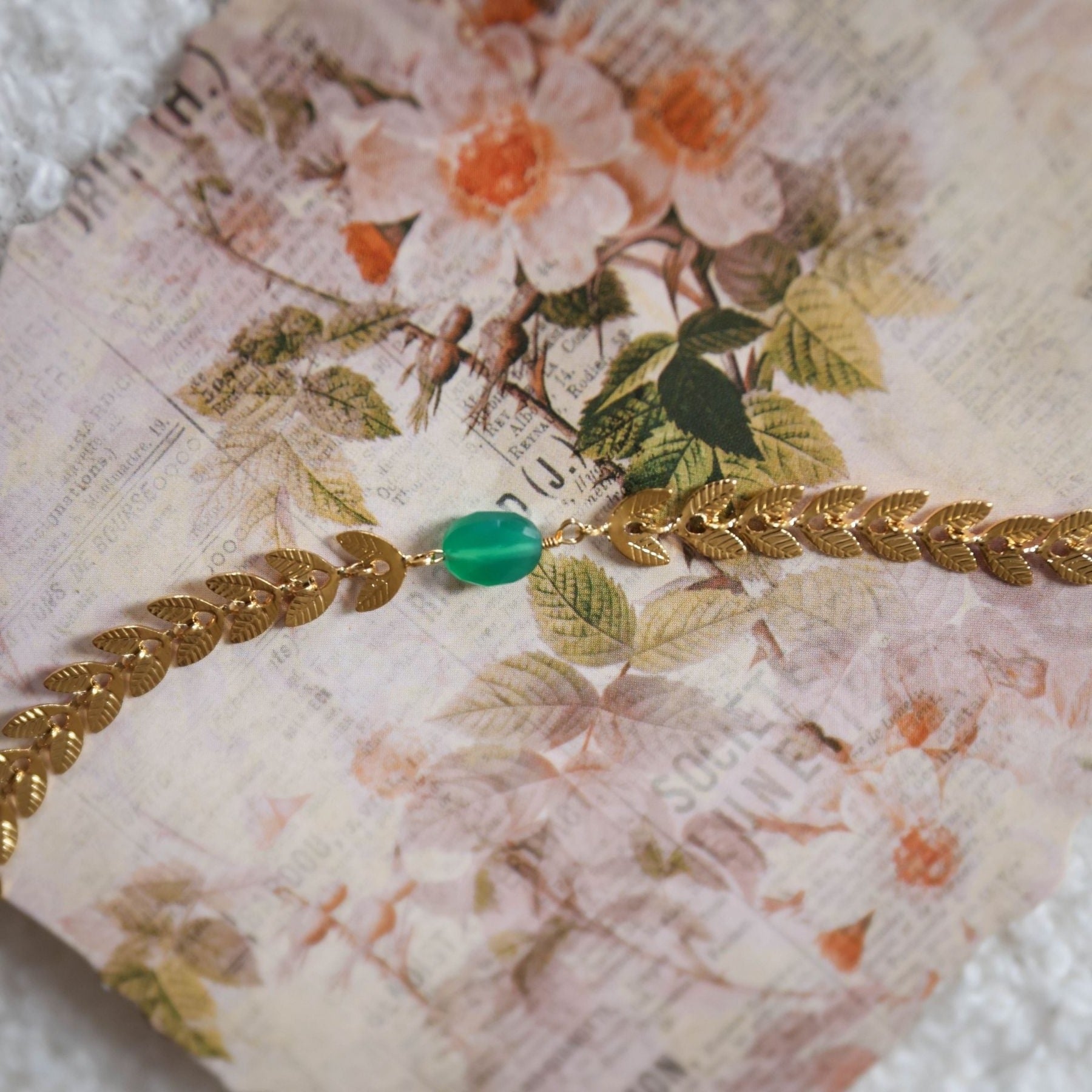 Bracelet "Laurier" en Agate verte Ma boutique