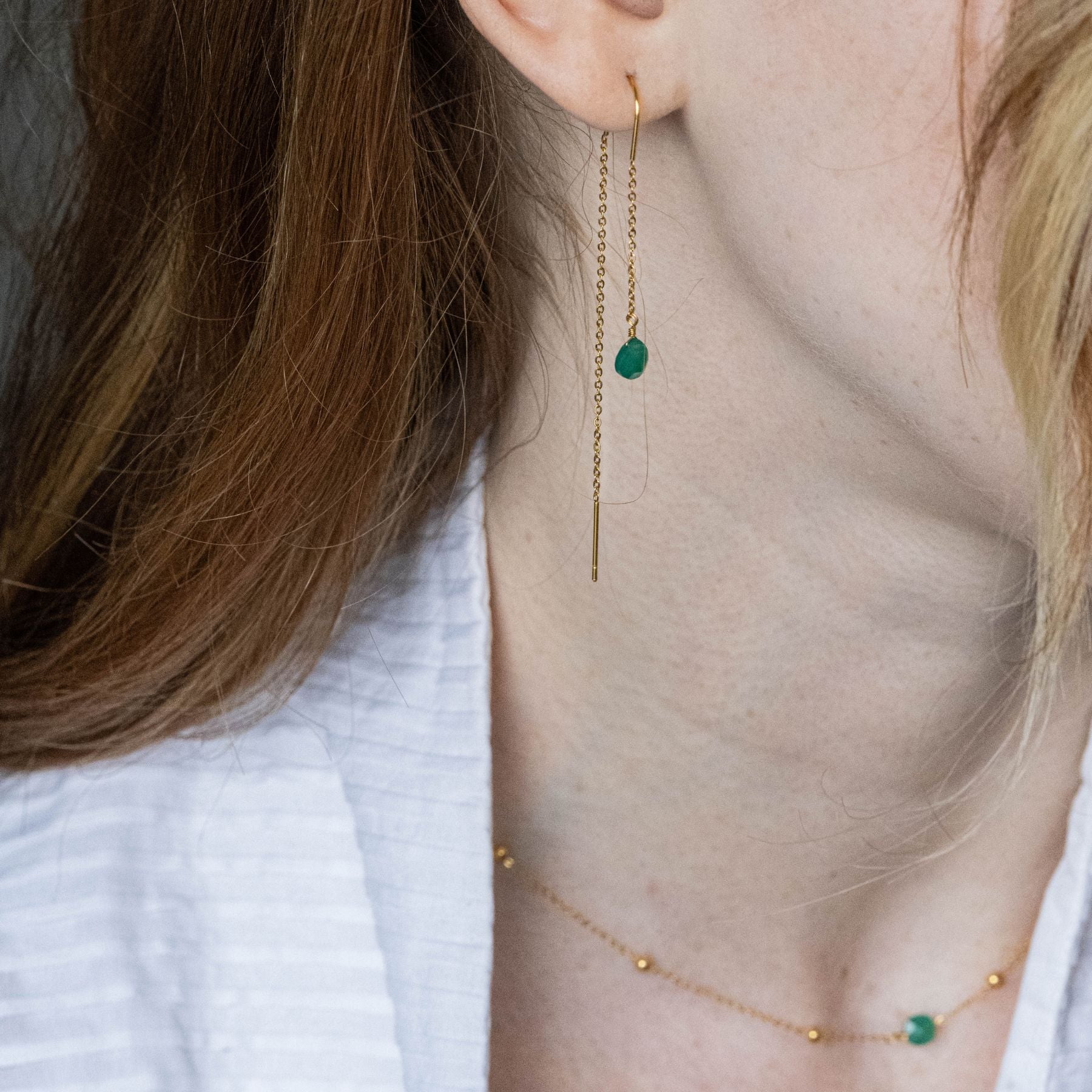 Boucles d'oreilles pendantes en Agate verte Ma boutique