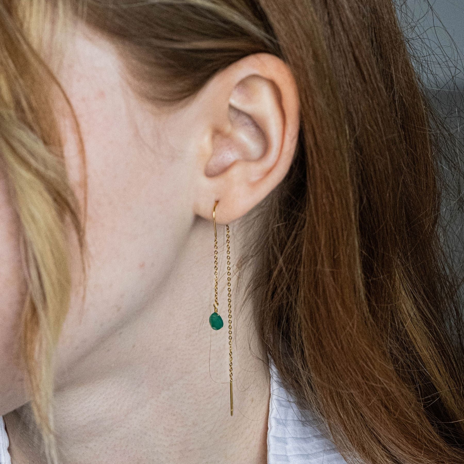 Boucles d'oreilles pendantes en Agate verte Ma boutique