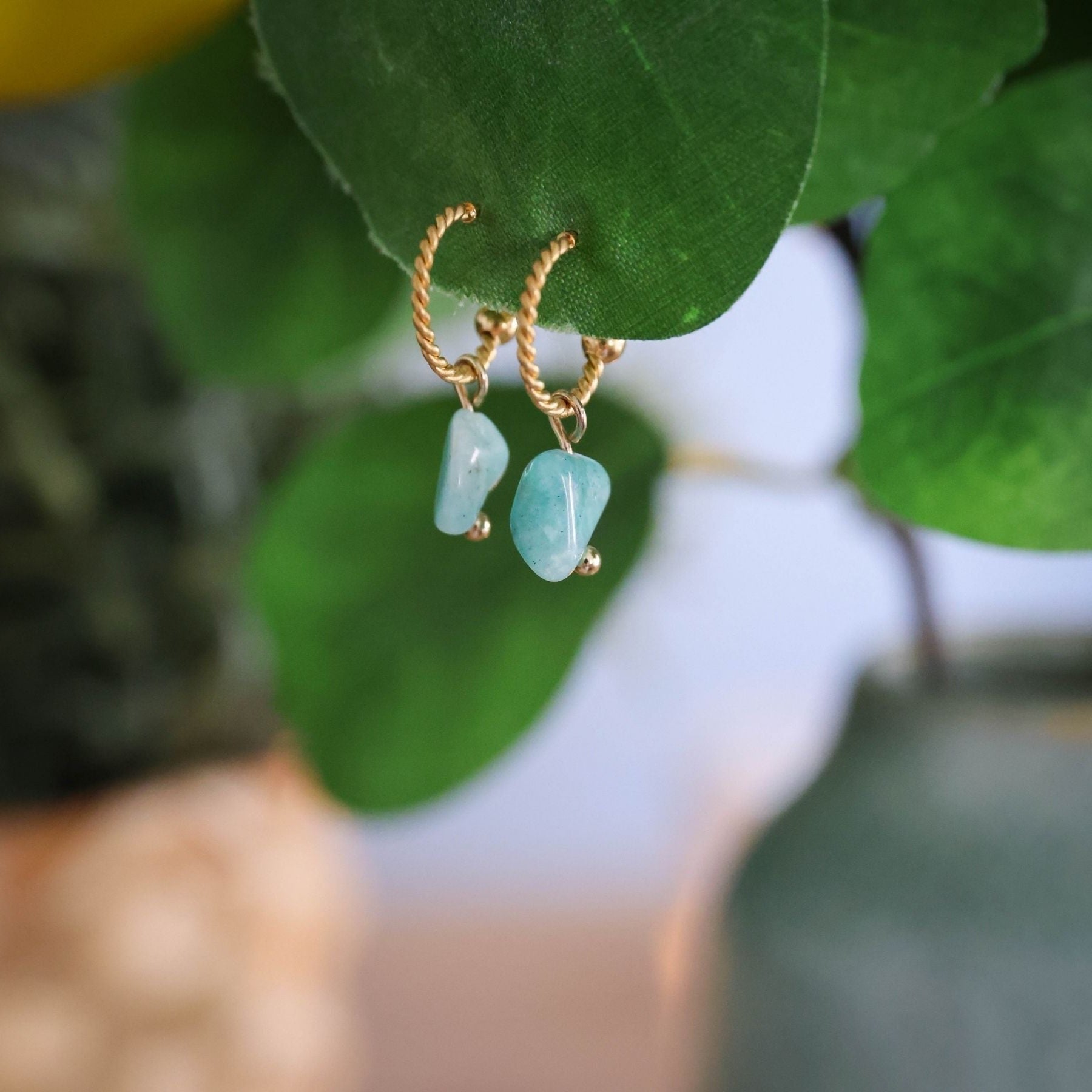 Créoles semi-ouvertes en Amazonite Ma boutique