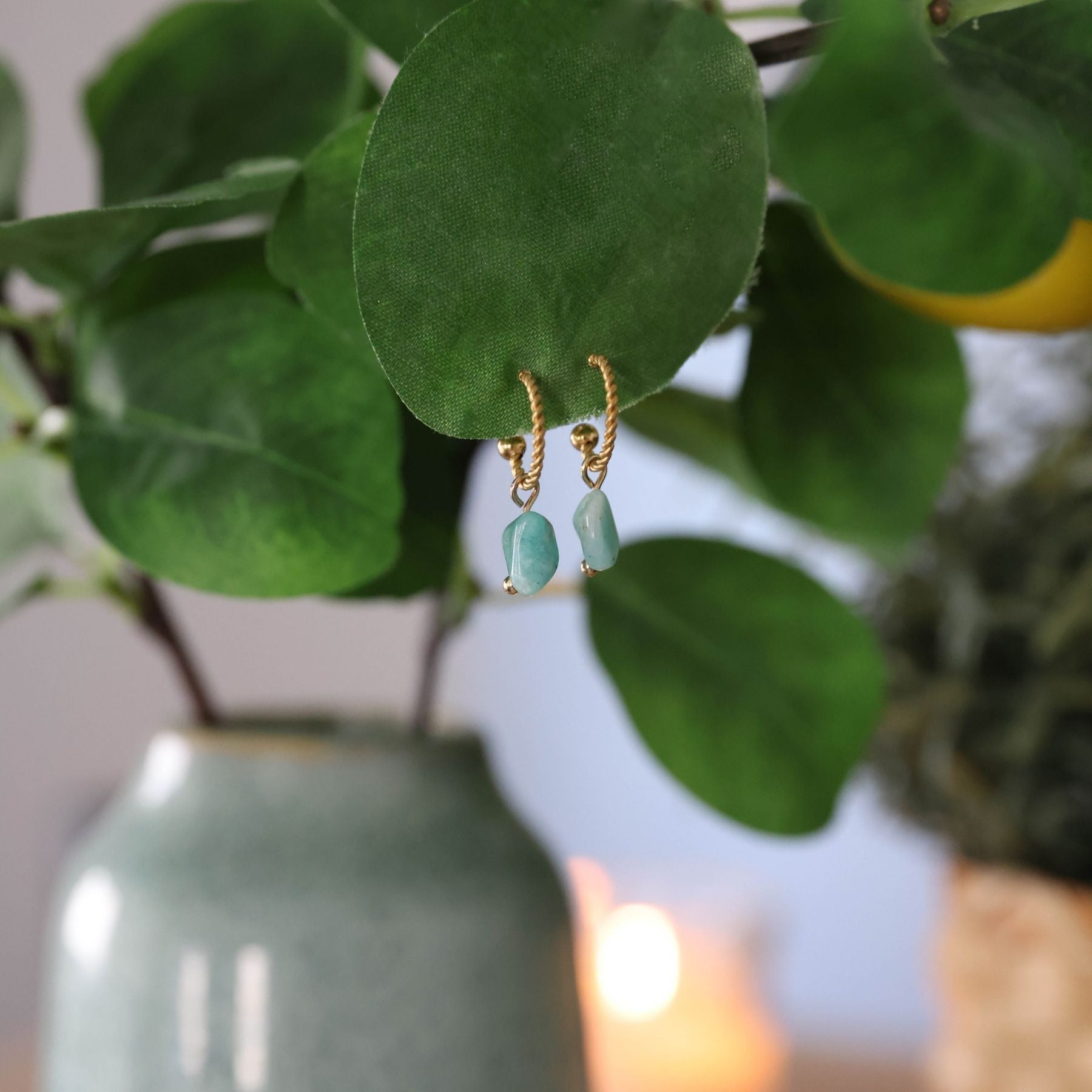 Créoles semi-ouvertes en Amazonite Ma boutique