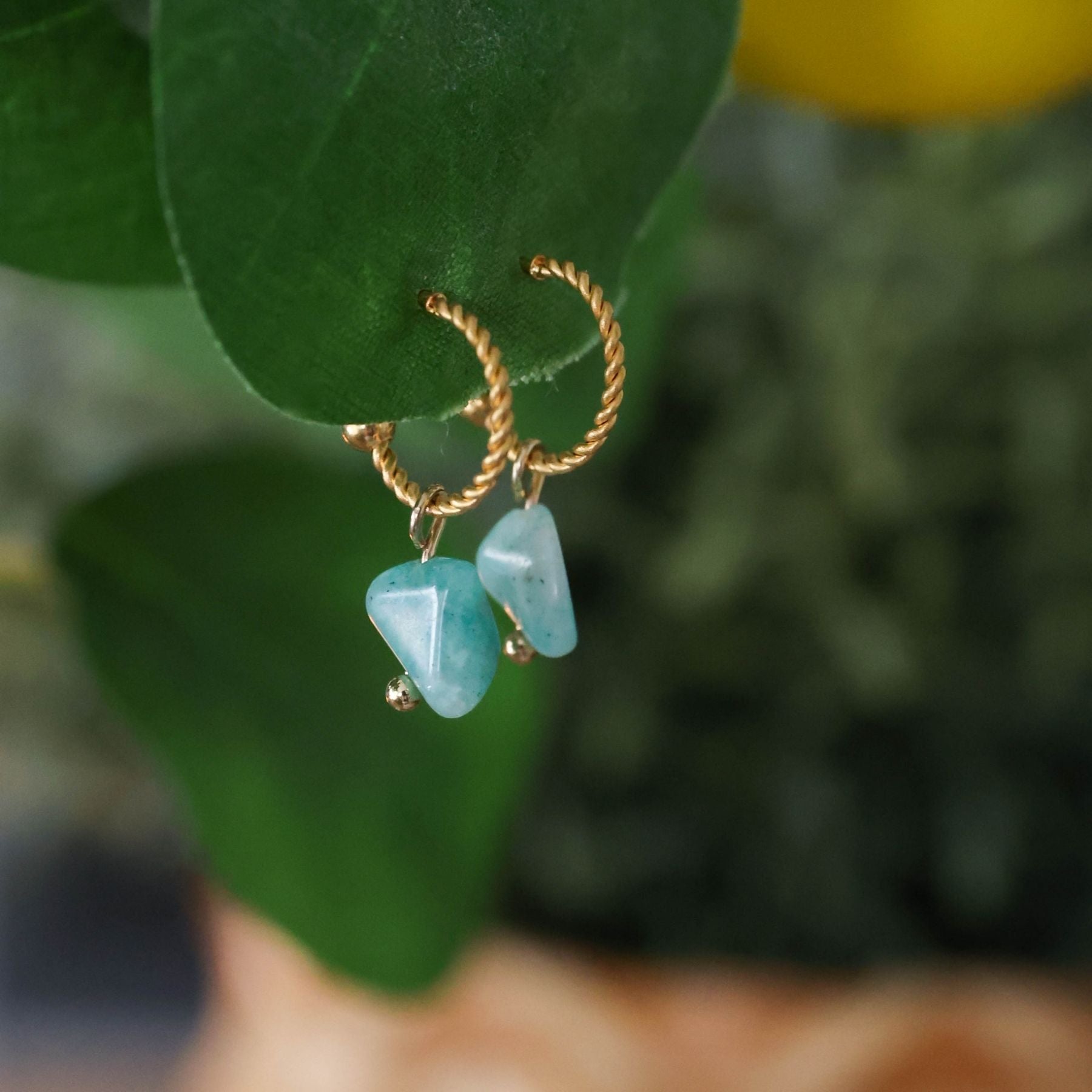 Créoles semi-ouvertes en Amazonite Ma boutique