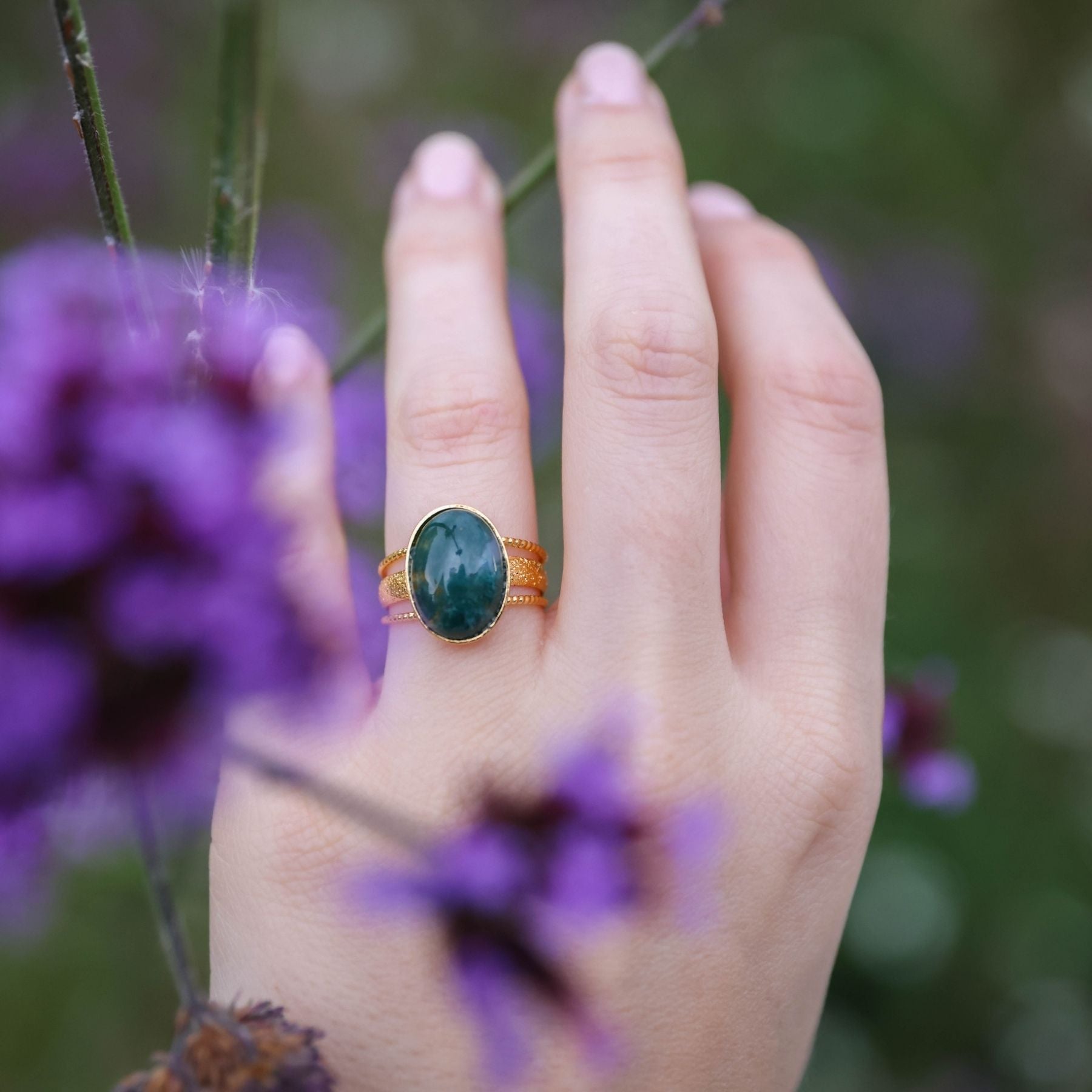 Bague "Ninmah" en Agate mousse Ma boutique