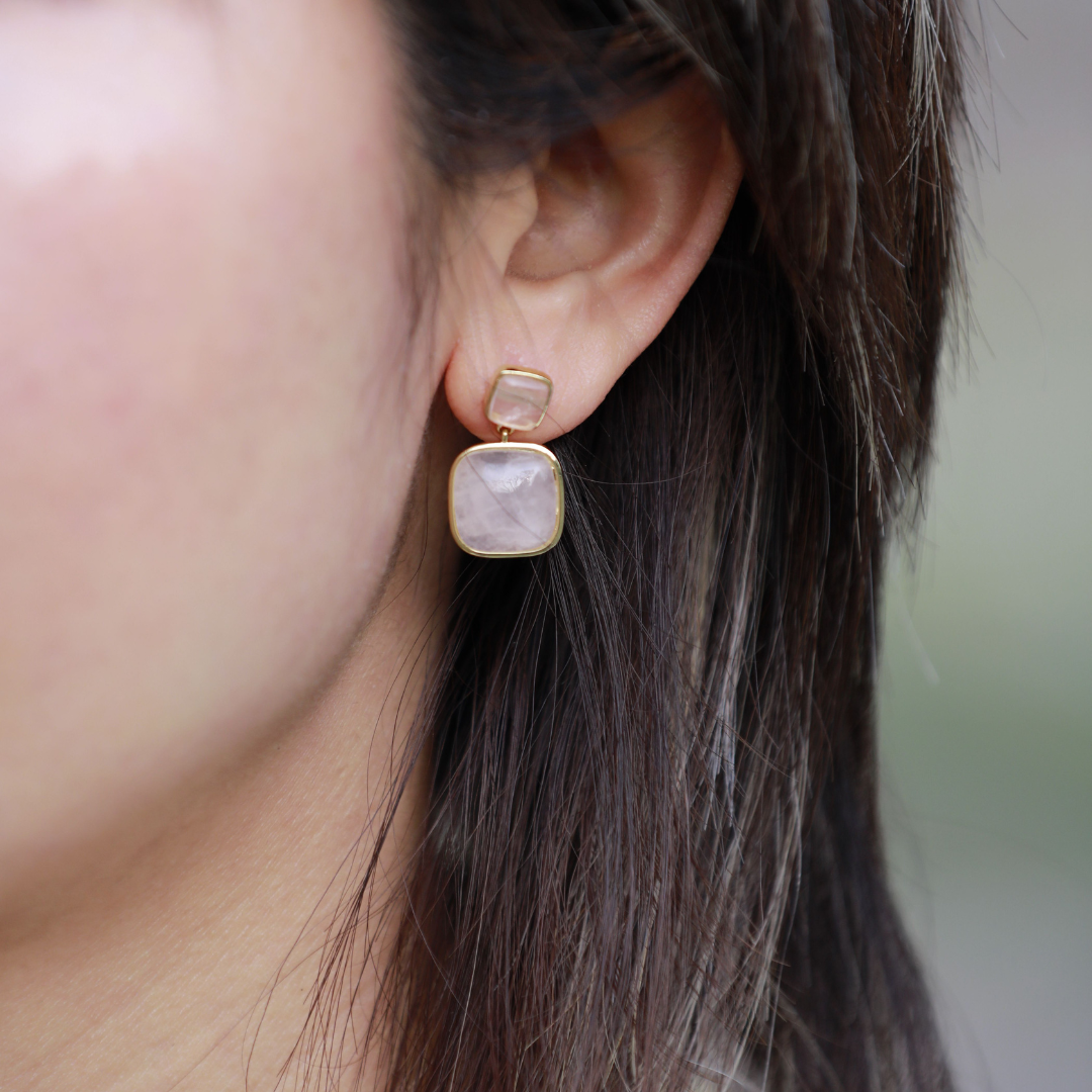 Boucles d'oreilles en Quartz rose Ma boutique