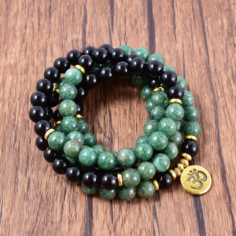 Bracelet mala en Onyx et Turquoise africaine Ma boutique