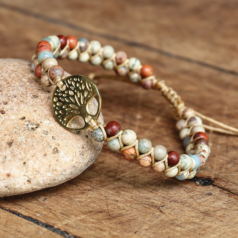 Bracelet wrap "Arbre de vie" en Jaspe Ma boutique