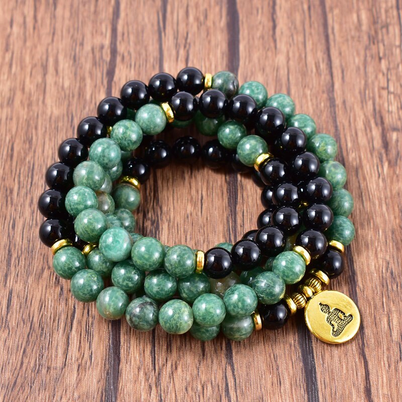 Bracelet mala en Onyx et Turquoise africaine Ma boutique