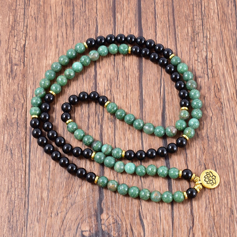 Bracelet mala en Onyx et Turquoise africaine Ma boutique