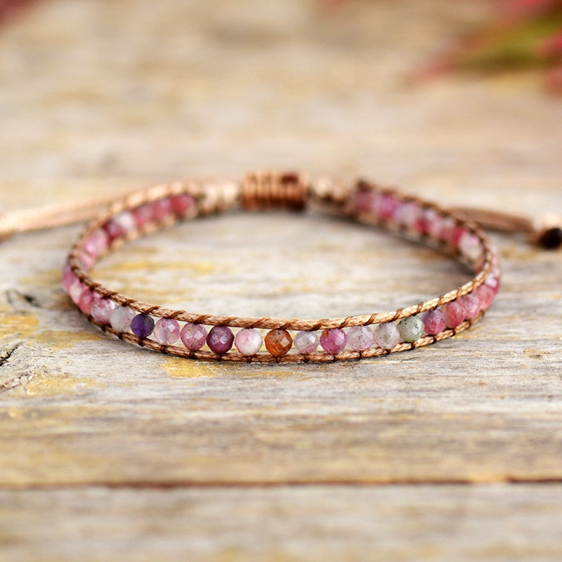 Bracelet wrap en Tourmaline rose Ma boutique