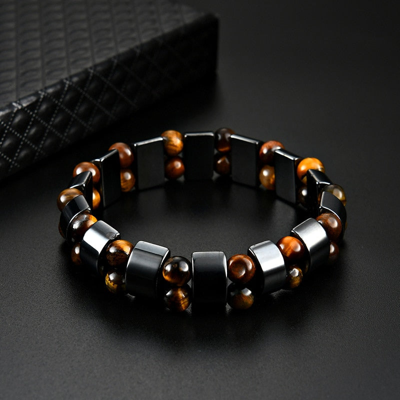 Bracelet H/F Bio-magnétique anti douleurs et favorisant la perte de poids avec Œil de tigre Ma boutique