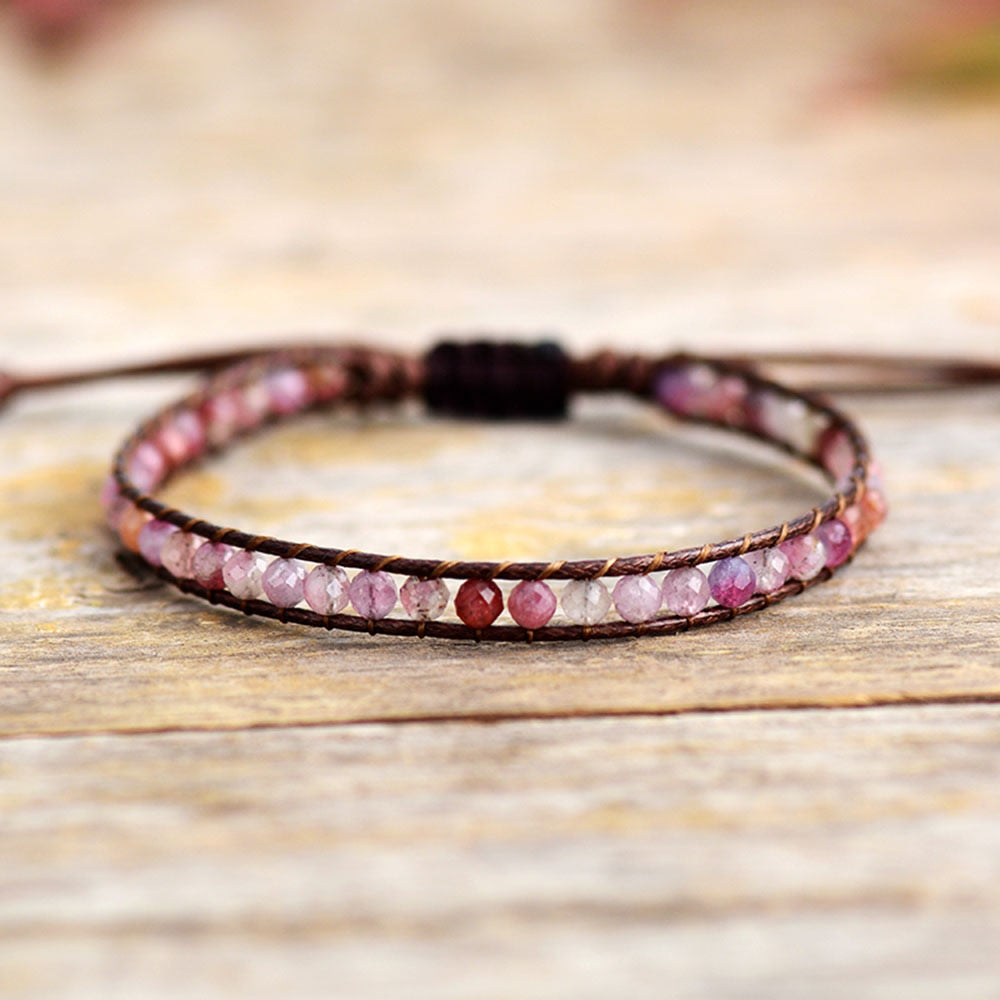 Bracelet wrap en Tourmaline rose Ma boutique