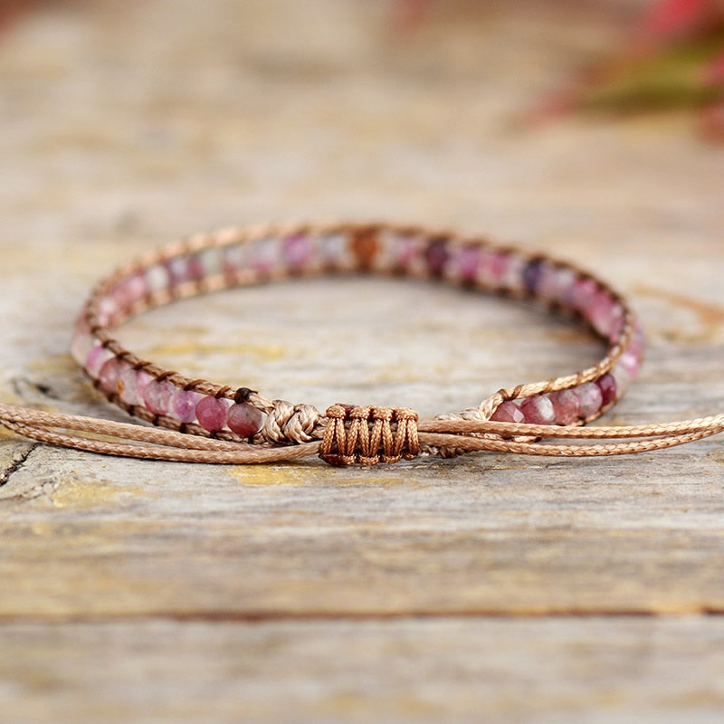 Bracelet wrap en Tourmaline rose Ma boutique