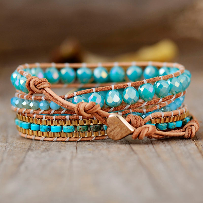 Bracelet wrap en Amazonite et Turquoise Ma boutique