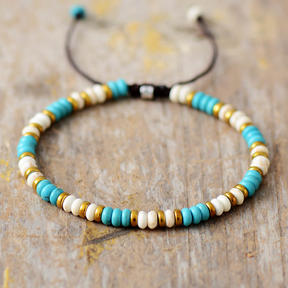 Bracelet fin en Turquoise et Howlite Ma boutique