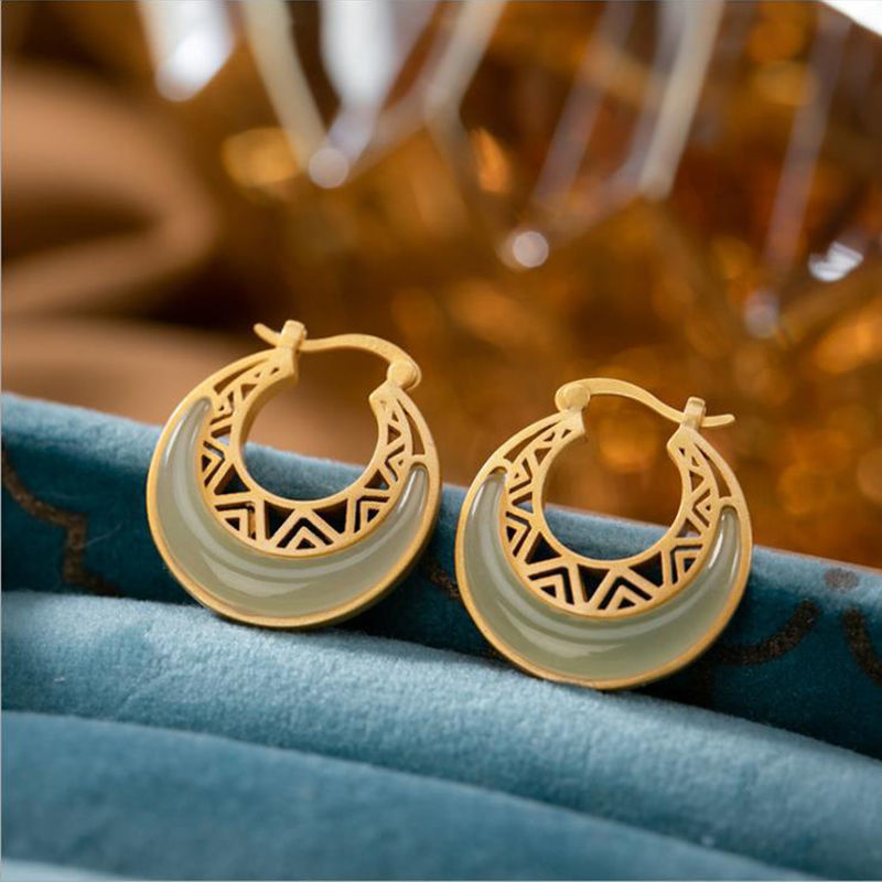 Boucles d'oreilles "Lune" en Jade Ma boutique