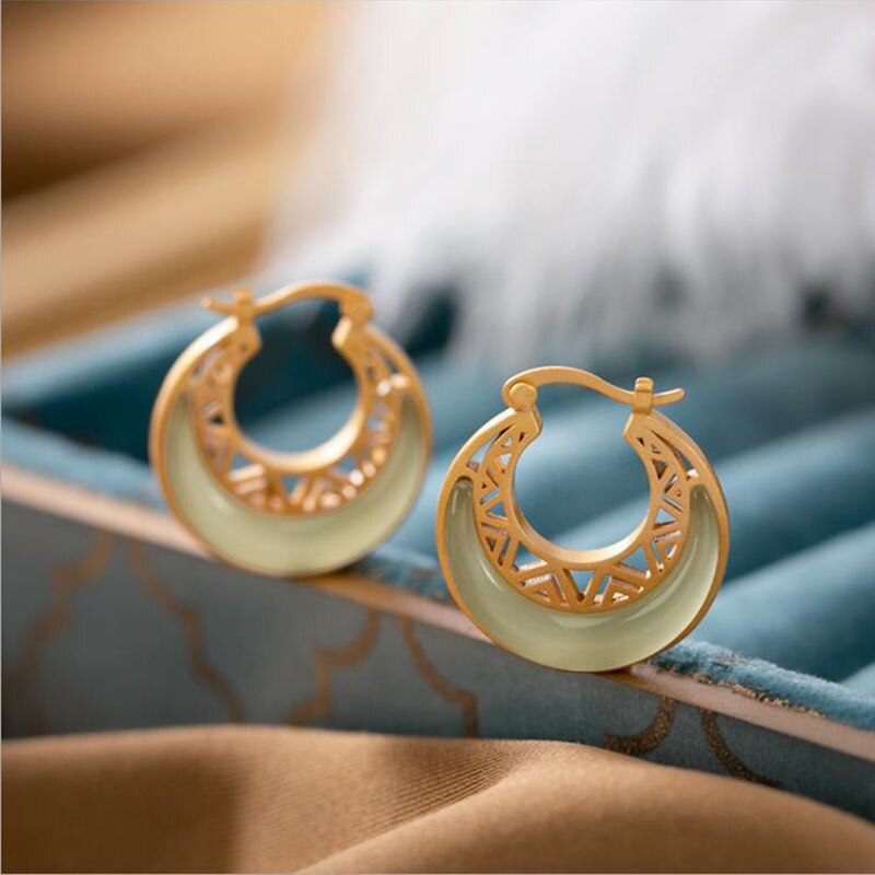 Boucles d'oreilles "Lune" en Jade Ma boutique