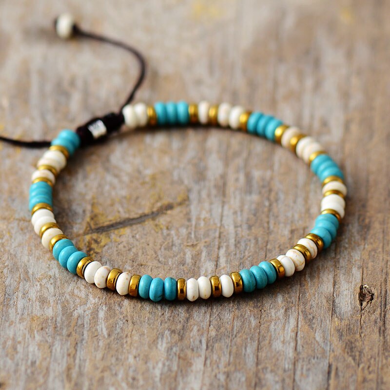 Bracelet fin en Turquoise et Howlite Ma boutique