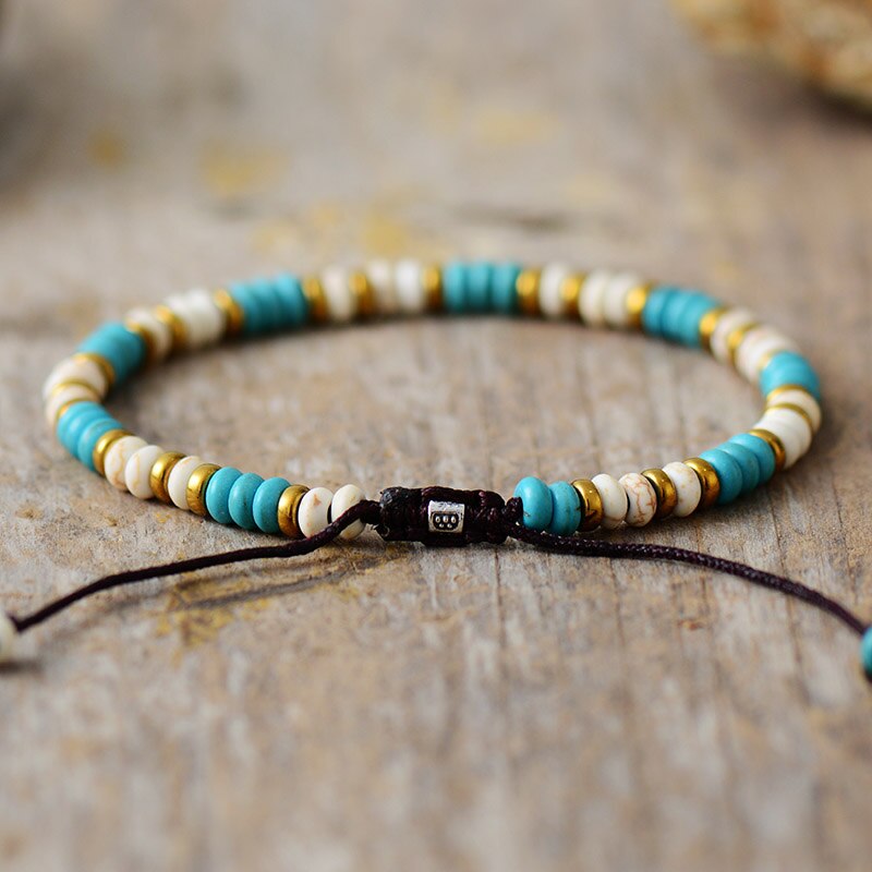 Bracelet fin en Turquoise et Howlite Ma boutique