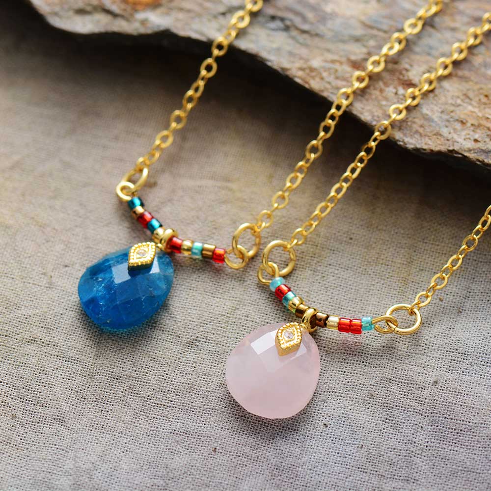 Collier "Calliope" en Apatite / Quartz rose Ma boutique