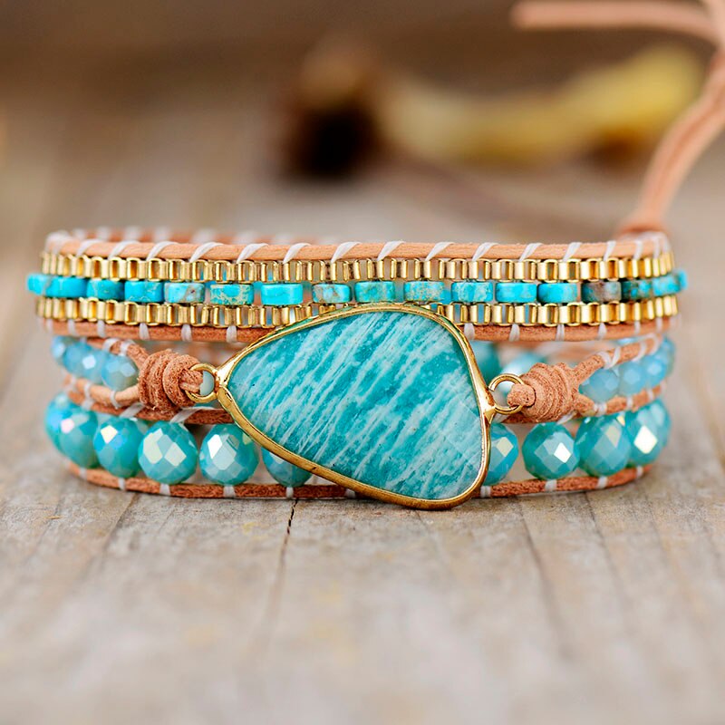 Bracelet wrap en Amazonite et Turquoise Ma boutique