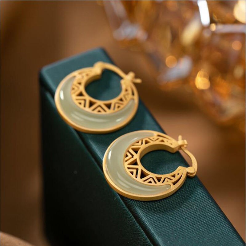 Boucles d'oreilles "Lune" en Jade Ma boutique