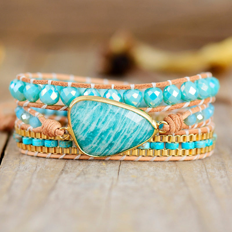 Bracelet wrap en Amazonite et Turquoise Ma boutique