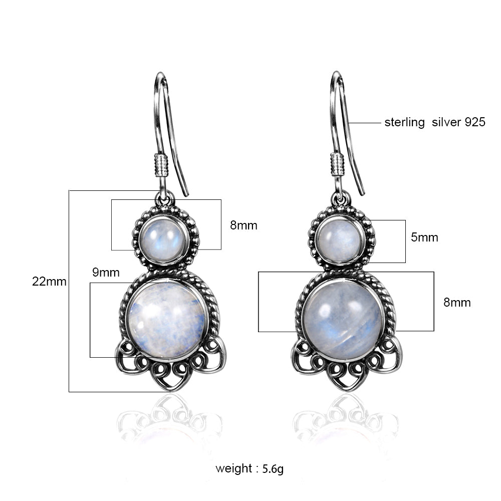 Boucles d'oreilles Pierre de Lune de 5 et 9mm Bijoux d'âmes