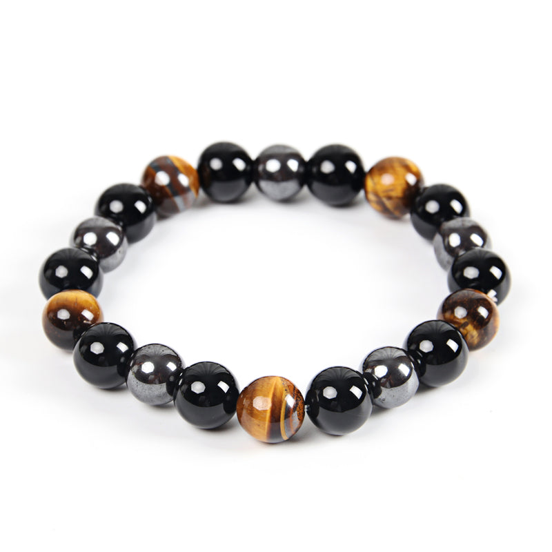 Bracelet H/F de Protection en Œil de tigre, Obsidienne et Hématite de 18,5 cm Ma boutique