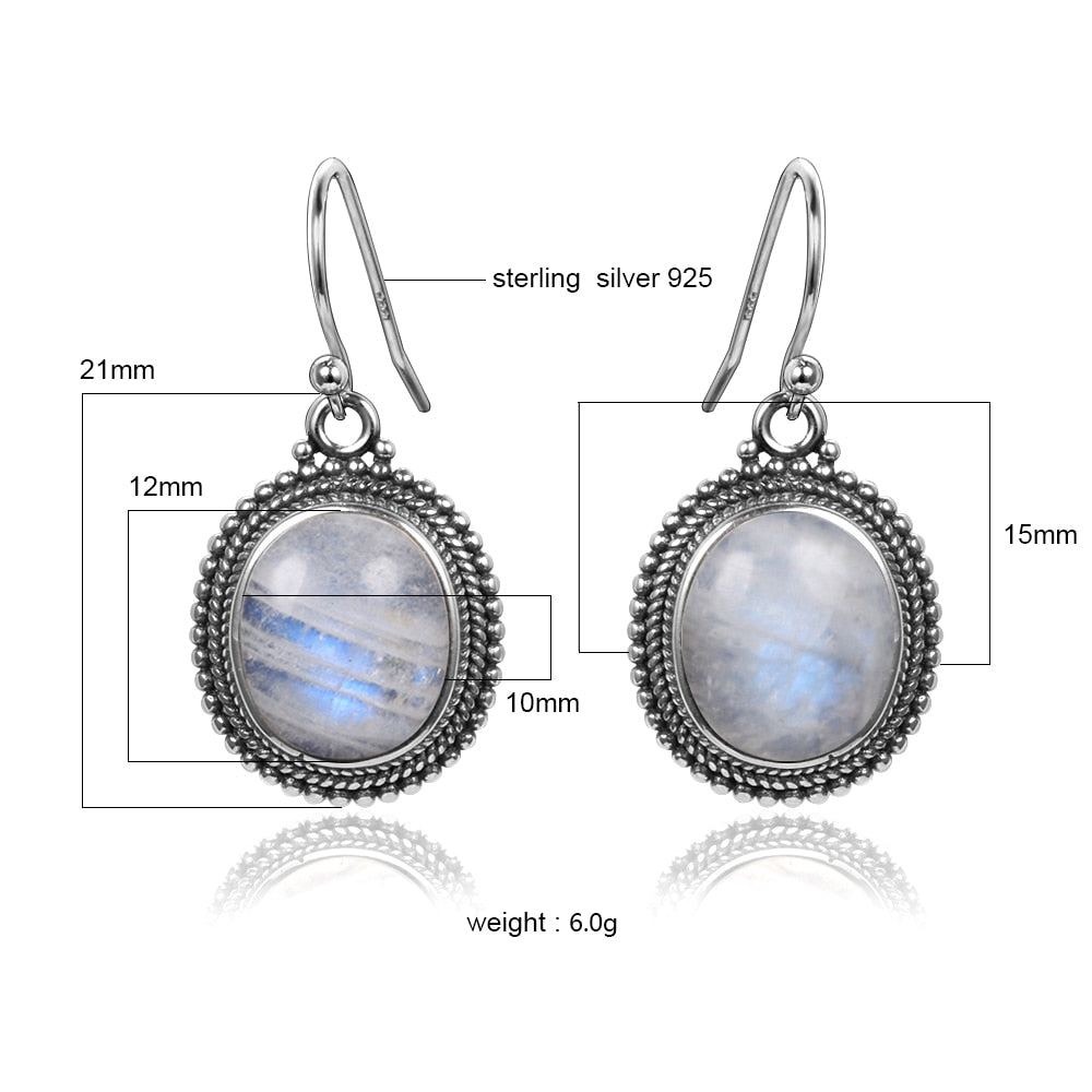 Boucles d'oreilles en Pierre de Lune de 10x12mm Bijoux d'âmes