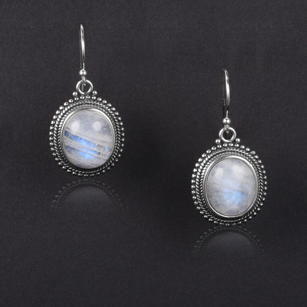 Boucles d'oreilles en Pierre de Lune de 10x12mm Bijoux d'âmes