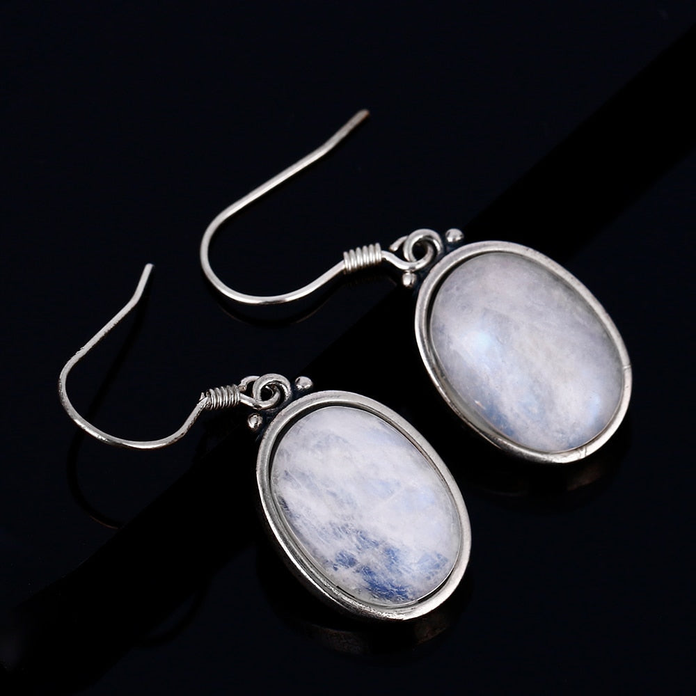 Boucles d'oreilles en Pierre de Lune de 10x14mm Bijoux d'âmes