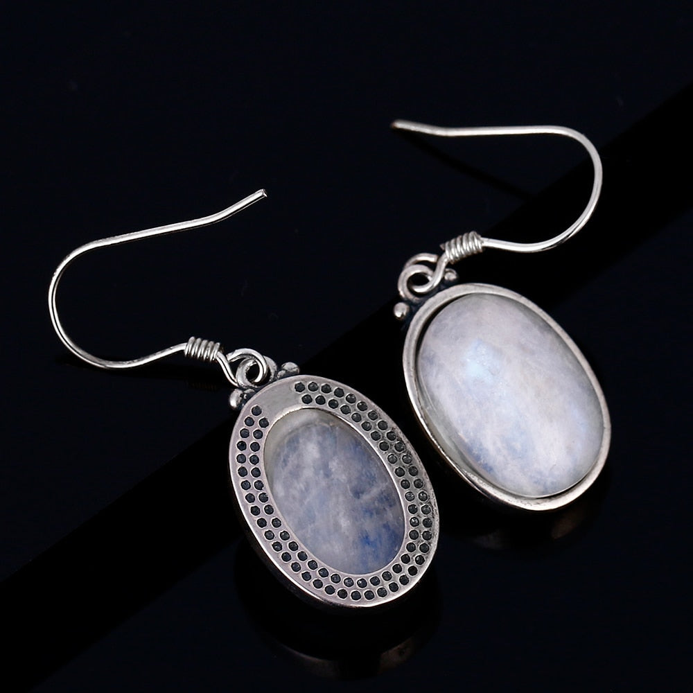 Boucles d'oreilles en Pierre de Lune de 10x14mm Bijoux d'âmes