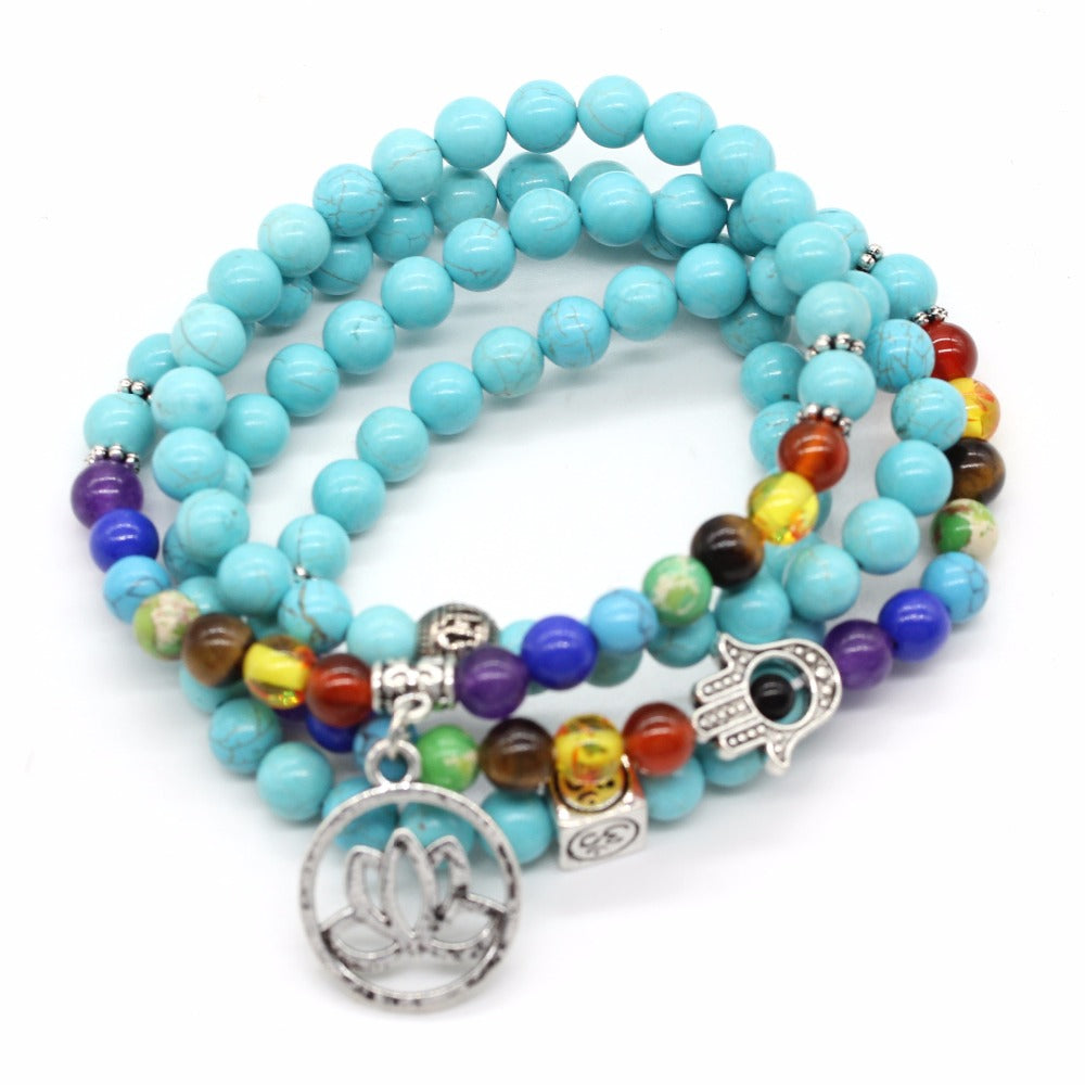 Bracelet Mala Détox en perles de Turquoise Ma boutique