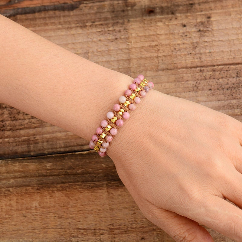 Bracelet wrap "Rétablissement" en Rhodochrosite Ma boutique