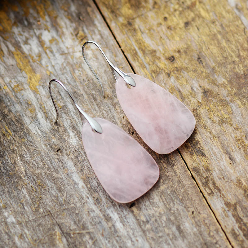 Boucles d'oreilles "Goutte d'eau" en Quartz rose Ma boutique