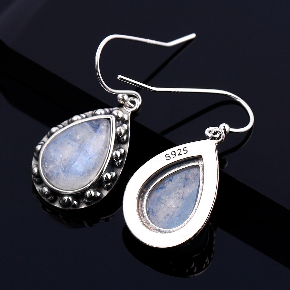 Boucles d'oreilles en Pierre de Lune de 10x14mm Bijoux d'âmes