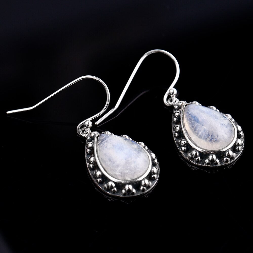 Boucles d'oreilles en Pierre de Lune de 10x14mm Bijoux d'âmes