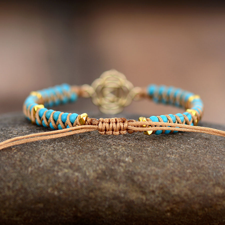 Bracelet wrap "Chakra racine" en Turquoise Ma boutique