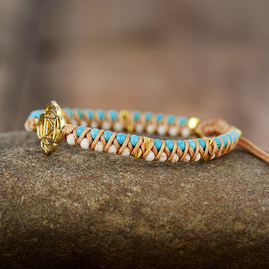 Bracelet wrap "Chakra racine" en Turquoise et Howlite Ma boutique