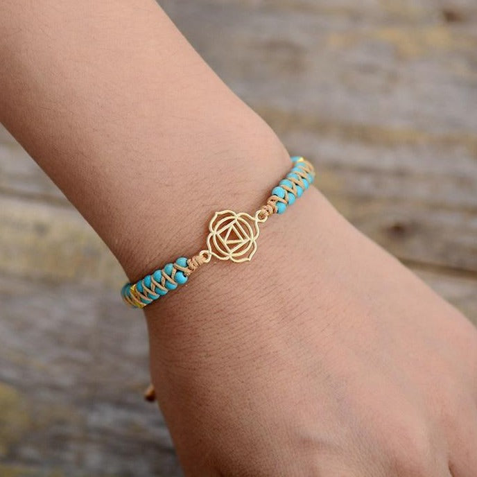 Bracelet wrap "Chakra racine" en Turquoise Ma boutique