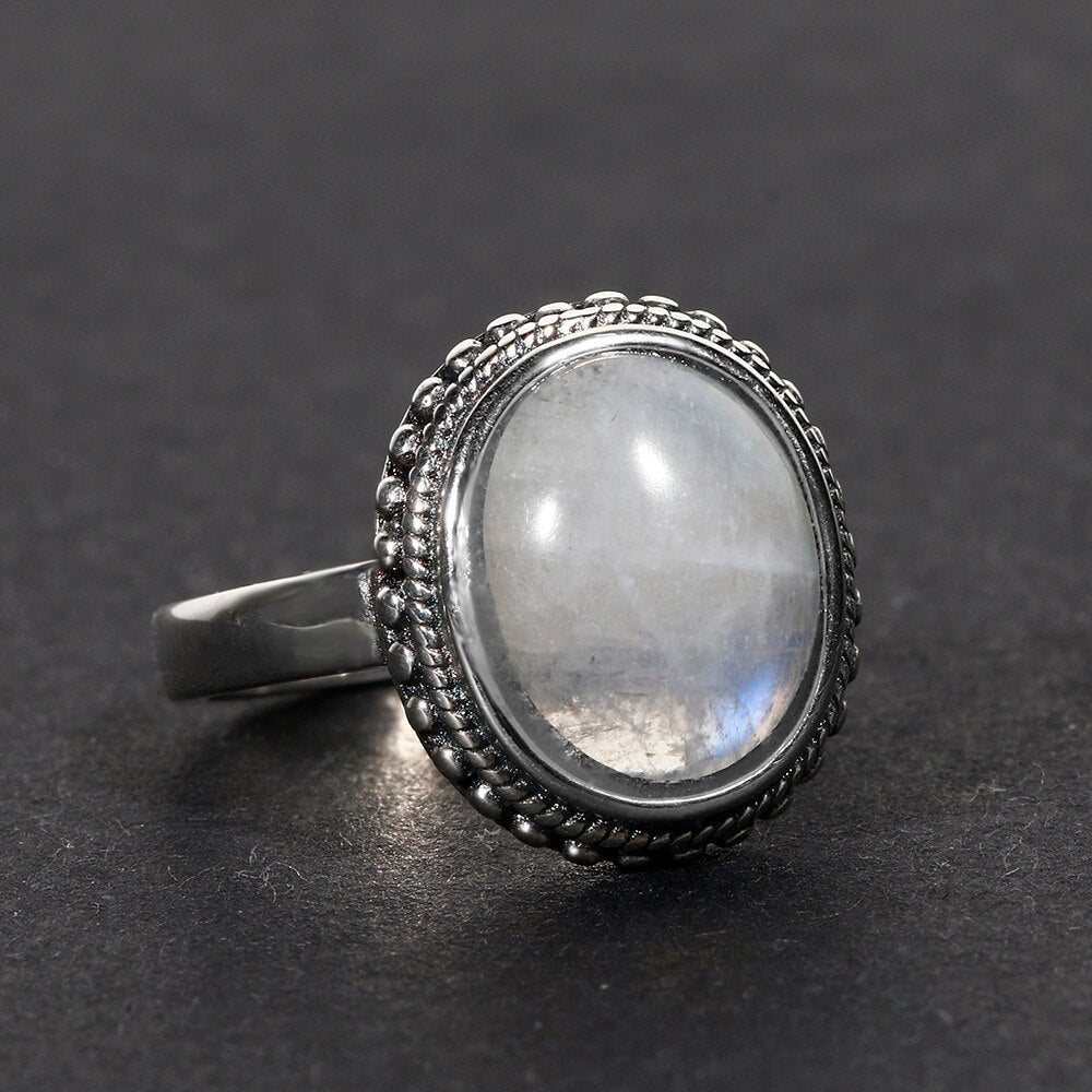 Bague en Pierre de Lune de 10x12mm Bijoux d'âmes