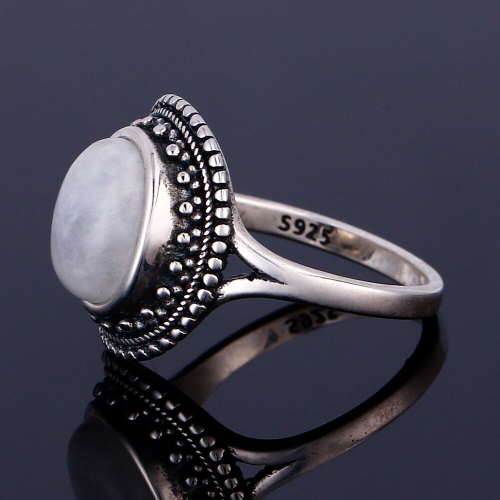 Bague en Pierre de Lune de 8x10mm Bijoux d'âmes