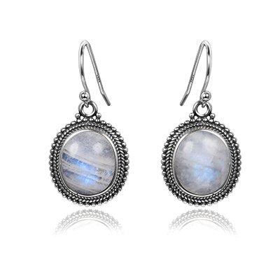 Boucles d'oreilles en Pierre de Lune de 10x12mm Bijoux d'âmes